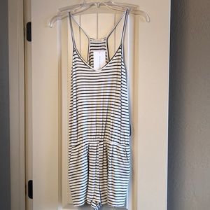 Soft striped romper shorts and spaghetti straps